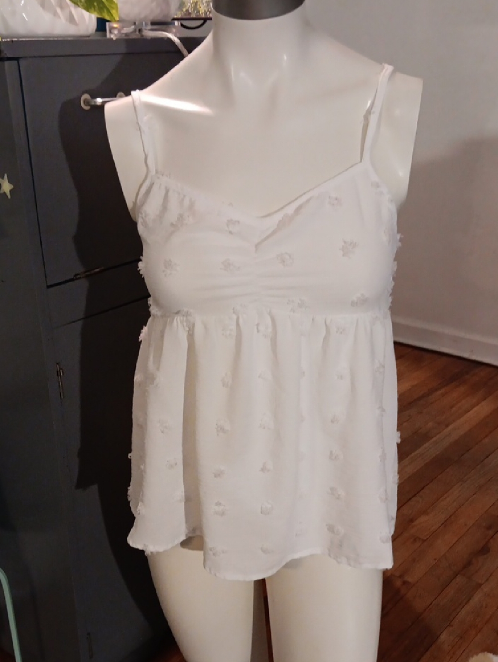 SHEIN White Swiss Dot Camisole Top